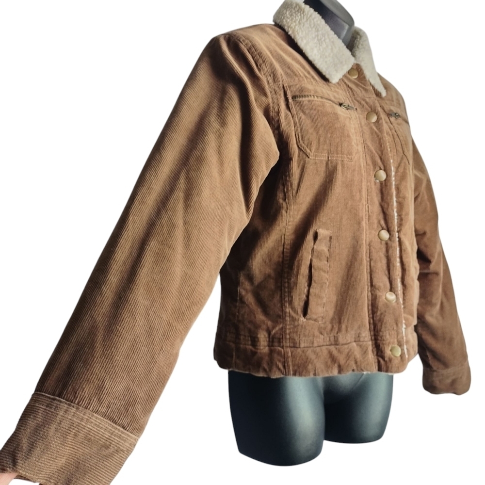 Jennifer.j Women's Corduroy Faux Suede Trimmed Quilted Button Jacket Size M - Picture 4 of 9